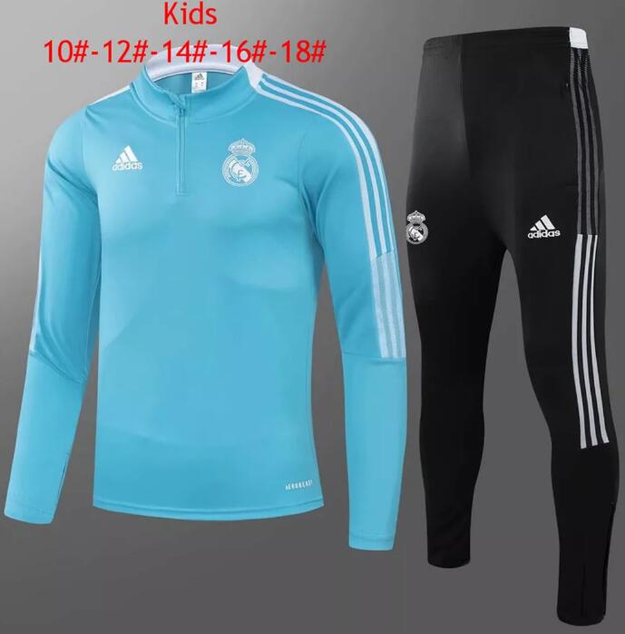 Kids Real Madrid 2021/22 Blue Training Suit (Sweatshirt+Pants)